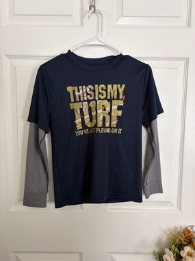 STARTER Navy & Gray 'This Is My Turf' Layered-Look Long Sleeve Tee